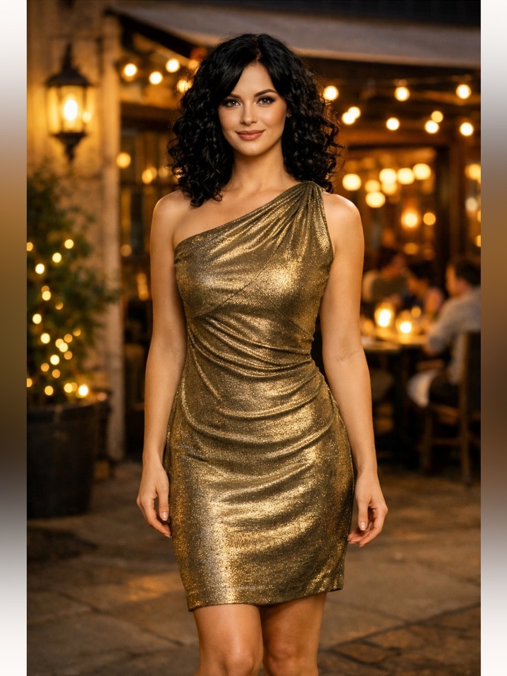 LAUREN by RALPH LAUREN Women's Gold Sheath Sleeveless Cocktail/Evening Dress sz2